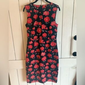 Banana Republic Black and Red Floral Midi Dress